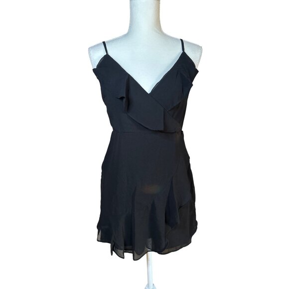1. STATE Faux Wrap Ruffle Romper in Rich Black Small New Womens Mini - Picture 4 of 9